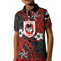 Personalised St. George Illawarra Dragons Kid Polo Shirt Polynesian Tribal Pattern With Rugby Dragon Mascot Art