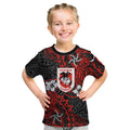 Personalised St. George Illawarra Dragons Kid T Shirt Polynesian Tribal Pattern With Rugby Dragon Mascot Art