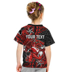 Personalised St. George Illawarra Dragons Kid T Shirt Polynesian Tribal Pattern With Rugby Dragon Mascot Art