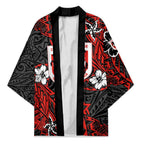 Personalised St. George Illawarra Dragons Kimono Polynesian Tribal Pattern With Rugby Dragon Mascot Art