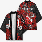Personalised St. George Illawarra Dragons Kimono Polynesian Tribal Pattern With Rugby Dragon Mascot Art