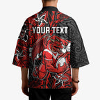 Personalised St. George Illawarra Dragons Kimono Polynesian Tribal Pattern With Rugby Dragon Mascot Art