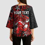 Personalised St. George Illawarra Dragons Kimono Sleeve Blouse Polynesian Tribal Pattern With Rugby Dragon Mascot Art