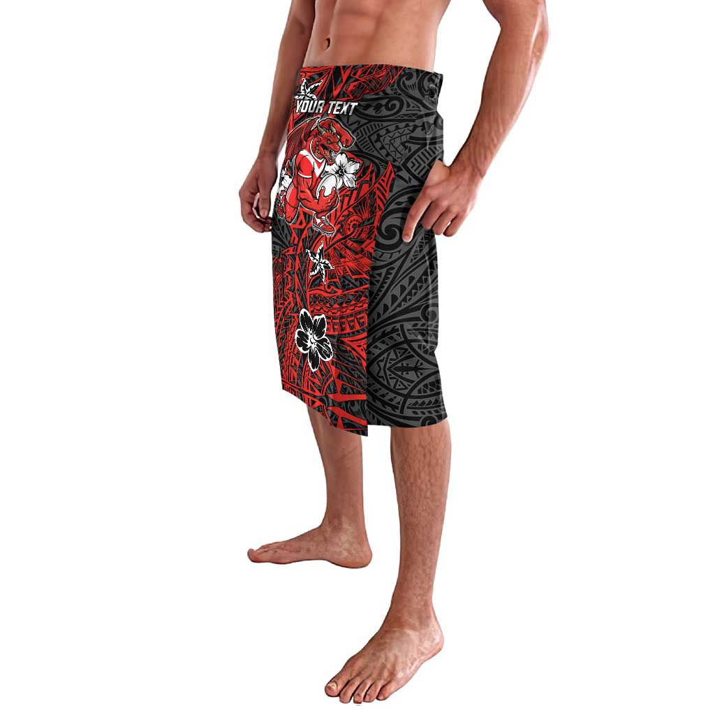 Personalised St. George Illawarra Dragons Lavalava Polynesian Tribal Pattern With Rugby Dragon Mascot Art