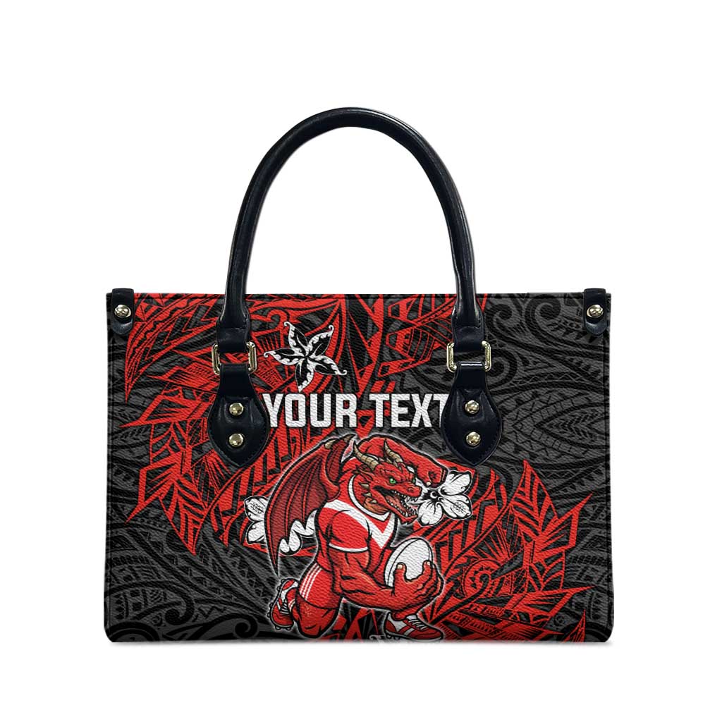 Personalised St. George Illawarra Dragons Leather Bag Polynesian Tribal Pattern With Rugby Dragon Mascot Art
