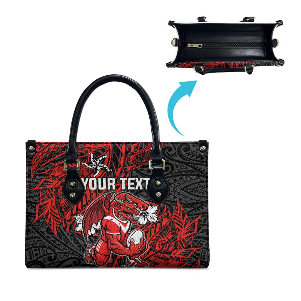 Personalised St. George Illawarra Dragons Leather Bag Polynesian Tribal Pattern With Rugby Dragon Mascot Art