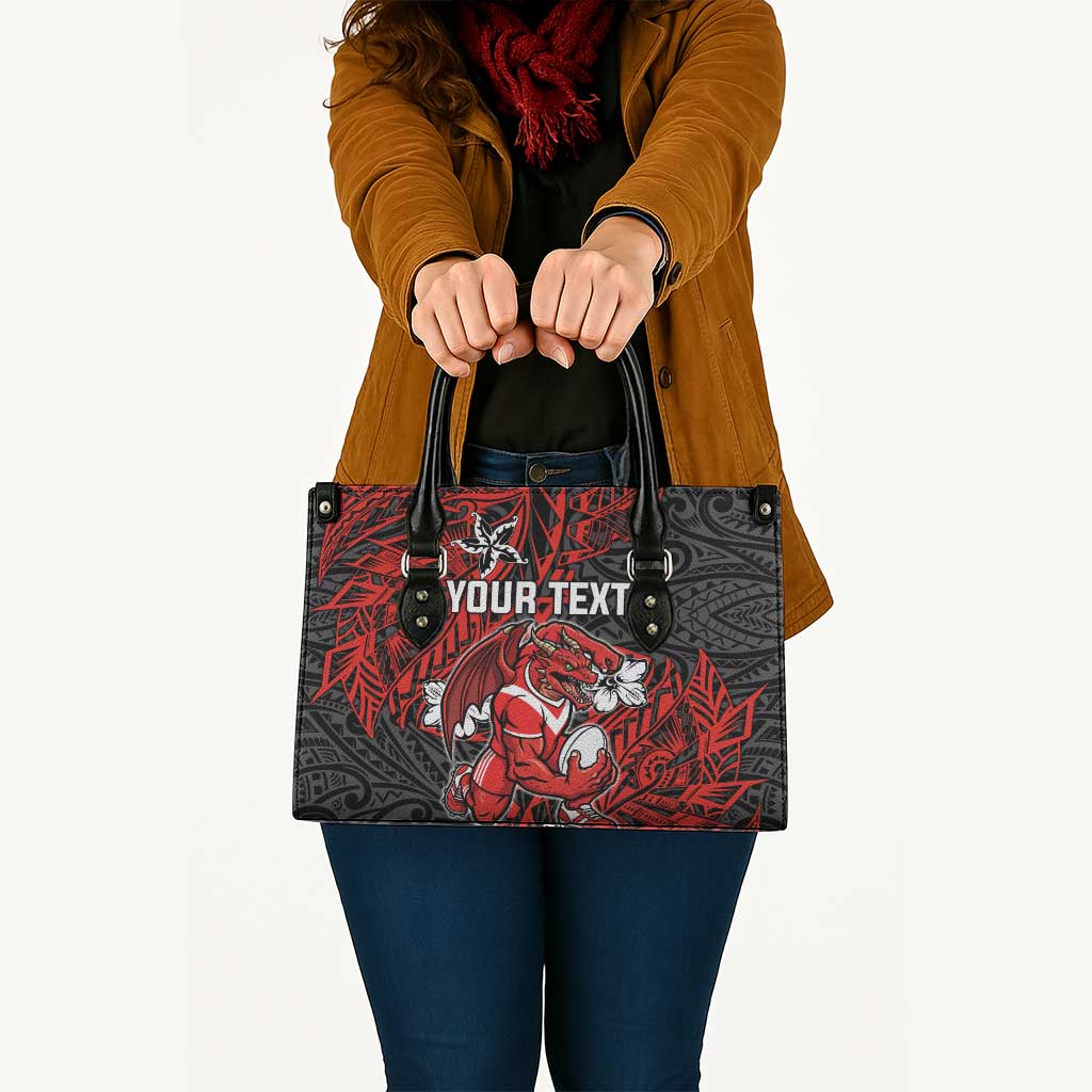 Personalised St. George Illawarra Dragons Leather Bag Polynesian Tribal Pattern With Rugby Dragon Mascot Art