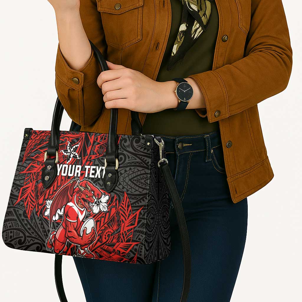 Personalised St. George Illawarra Dragons Leather Bag Polynesian Tribal Pattern With Rugby Dragon Mascot Art