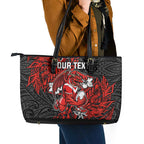 Personalised St. George Illawarra Dragons Leather Tote Bag Polynesian Tribal Pattern With Rugby Dragon Mascot Art