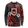 Personalised St. George Illawarra Dragons Long Sleeve Shirt Polynesian Tribal Pattern With Rugby Dragon Mascot Art