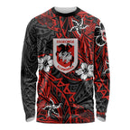 Personalised St. George Illawarra Dragons Long Sleeve Shirt Polynesian Tribal Pattern With Rugby Dragon Mascot Art
