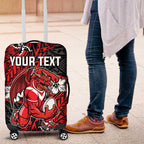 Personalised St. George Illawarra Dragons Luggage Cover Polynesian Tribal Pattern With Rugby Dragon Mascot Art