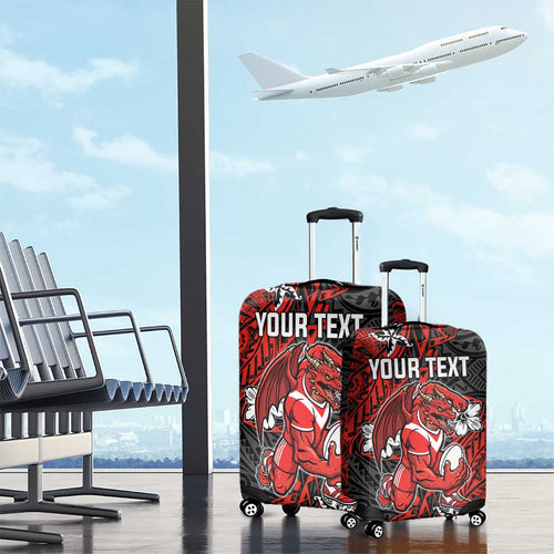 Personalised St. George Illawarra Dragons Luggage Cover Polynesian Tribal Pattern With Rugby Dragon Mascot Art