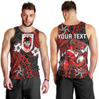 Personalised St. George Illawarra Dragons Men Tank Top Polynesian Tribal Pattern With Rugby Dragon Mascot Art