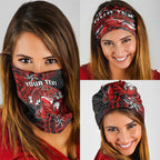 Personalised St. George Illawarra Dragons Neck Gaiter Polynesian Tribal Pattern With Rugby Dragon Mascot Art
