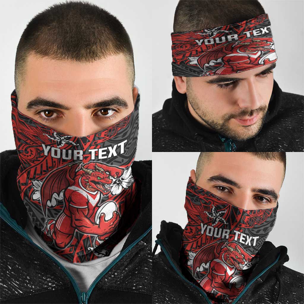 Personalised St. George Illawarra Dragons Neck Gaiter Polynesian Tribal Pattern With Rugby Dragon Mascot Art