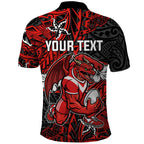 Personalised St. George Illawarra Dragons Polo Shirt Polynesian Tribal Pattern With Rugby Dragon Mascot Art