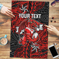 Personalised St. George Illawarra Dragons Puzzle Polynesian Tribal Pattern With Rugby Dragon Mascot Art