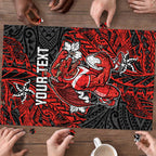 Personalised St. George Illawarra Dragons Puzzle Polynesian Tribal Pattern With Rugby Dragon Mascot Art