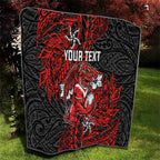 Personalised St. George Illawarra Dragons Quilt Polynesian Tribal Pattern With Rugby Dragon Mascot Art