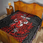 Personalised St. George Illawarra Dragons Quilt Polynesian Tribal Pattern With Rugby Dragon Mascot Art