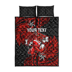 Personalised St. George Illawarra Dragons Quilt Bed Set Polynesian Tribal Pattern With Rugby Dragon Mascot Art