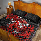 Personalised St. George Illawarra Dragons Quilt Bed Set Polynesian Tribal Pattern With Rugby Dragon Mascot Art