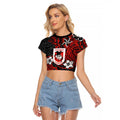 Personalised St. George Illawarra Dragons Raglan Cropped T Shirt Polynesian Tribal Pattern With Rugby Dragon Mascot Art