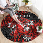Personalised St. George Illawarra Dragons Round Carpet Polynesian Tribal Pattern With Rugby Dragon Mascot Art