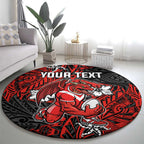 Personalised St. George Illawarra Dragons Round Carpet Polynesian Tribal Pattern With Rugby Dragon Mascot Art