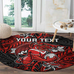 Personalised St. George Illawarra Dragons Round Carpet Polynesian Tribal Pattern With Rugby Dragon Mascot Art