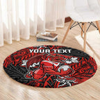 Personalised St. George Illawarra Dragons Round Carpet Polynesian Tribal Pattern With Rugby Dragon Mascot Art