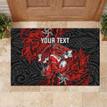 Personalised St. George Illawarra Dragons Rubber Doormat Polynesian Tribal Pattern With Rugby Dragon Mascot Art