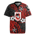 Personalised St. George Illawarra Dragons Rugby Jersey Polynesian Tribal Pattern With Rugby Dragon Mascot Art