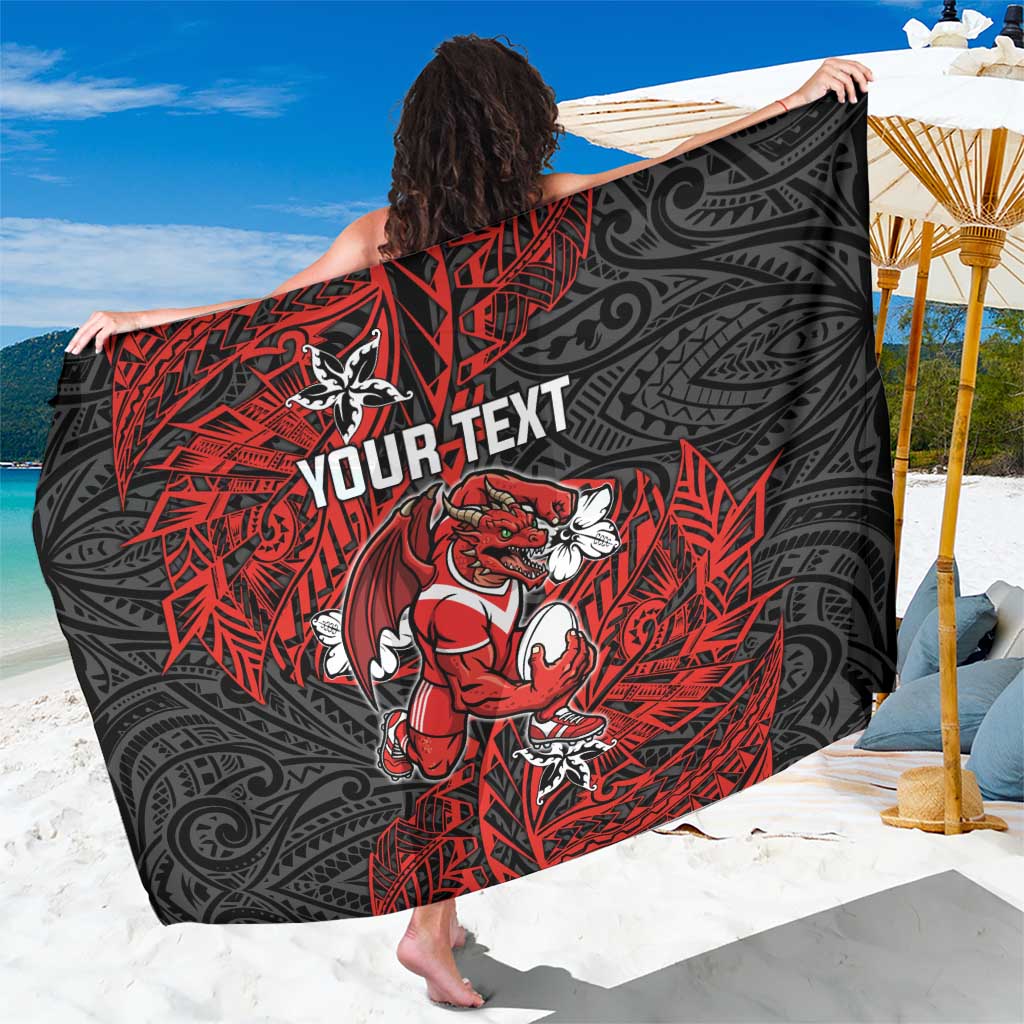 Personalised St. George Illawarra Dragons Sarong Polynesian Tribal Pattern With Rugby Dragon Mascot Art