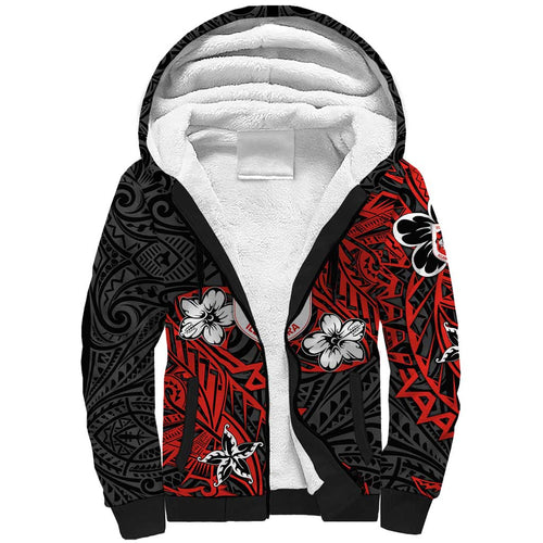 Personalised St. George Illawarra Dragons Sherpa Hoodie Polynesian Tribal Pattern With Rugby Dragon Mascot Art