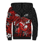 Personalised St. George Illawarra Dragons Sherpa Hoodie Polynesian Tribal Pattern With Rugby Dragon Mascot Art