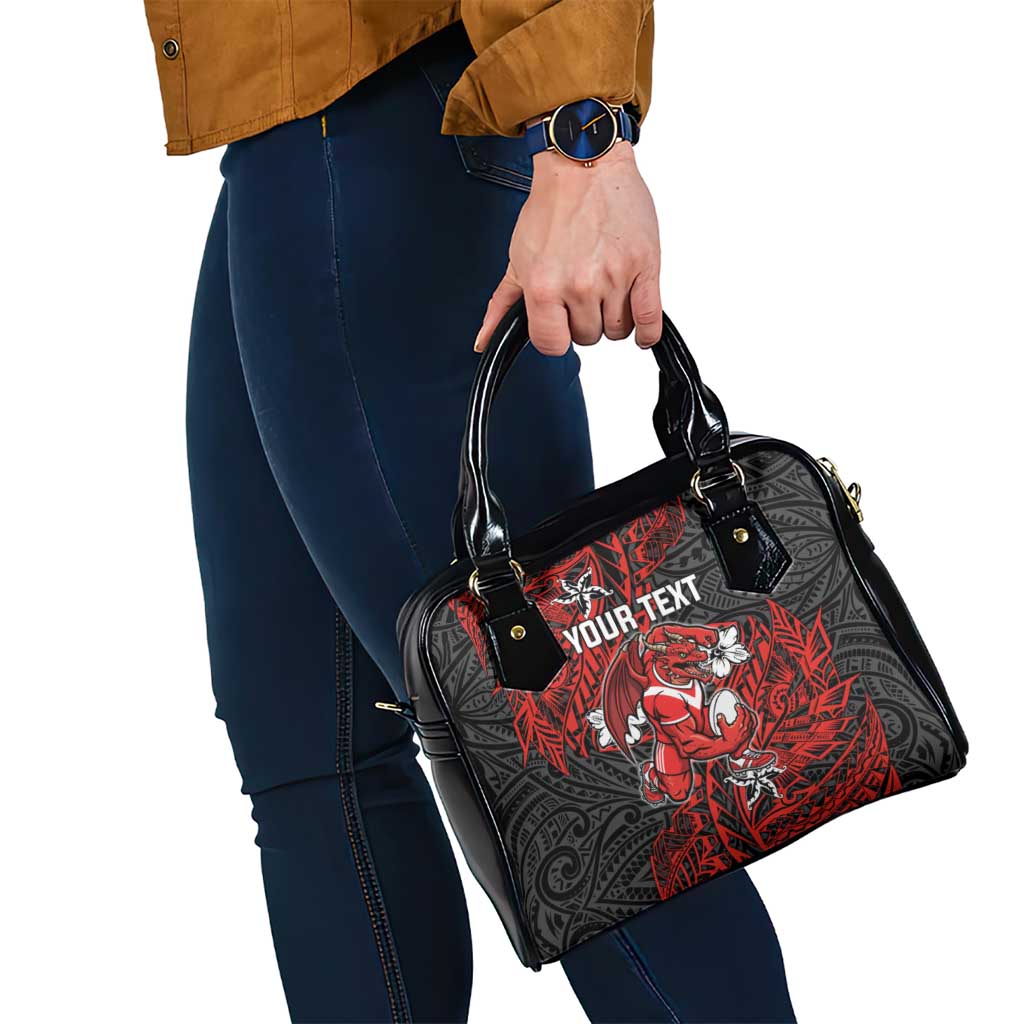 Personalised St. George Illawarra Dragons Shoulder Handbag Polynesian Tribal Pattern With Rugby Dragon Mascot Art