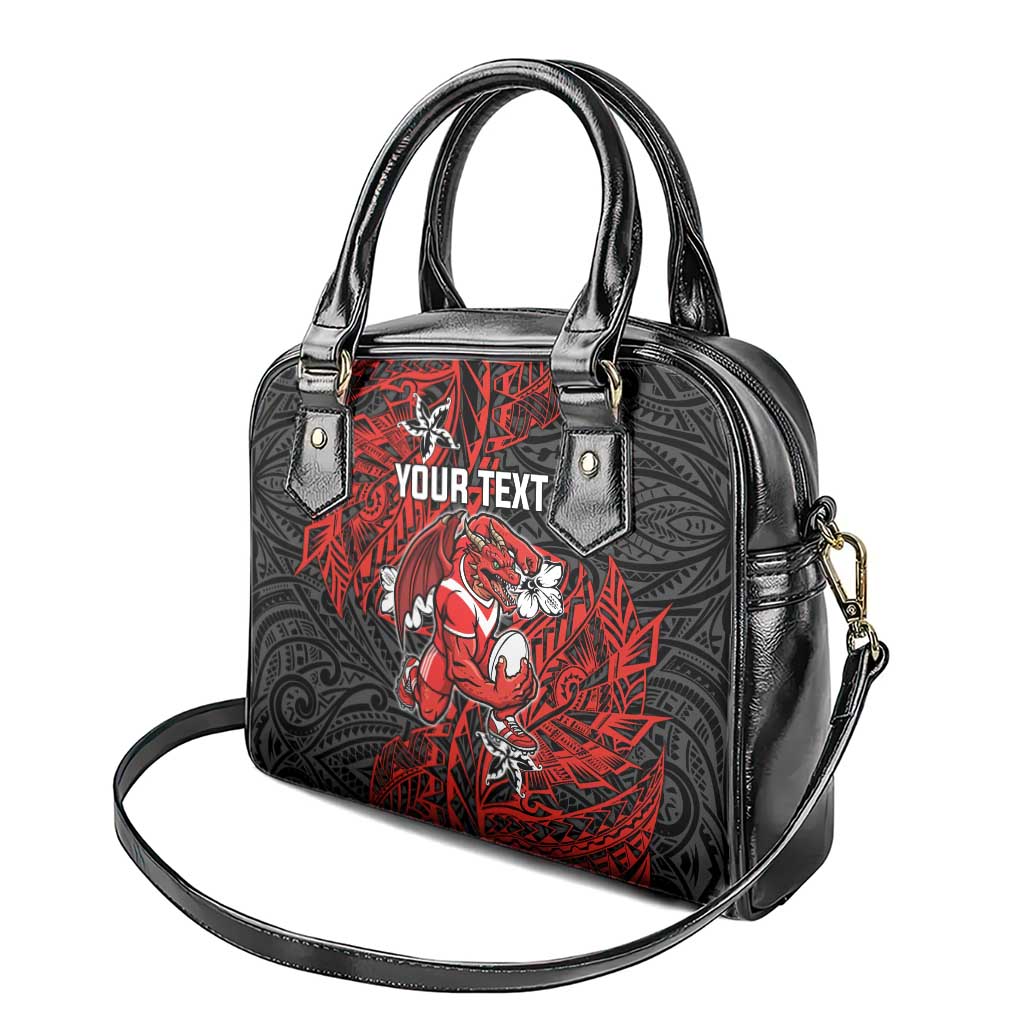 Personalised St. George Illawarra Dragons Shoulder Handbag Polynesian Tribal Pattern With Rugby Dragon Mascot Art