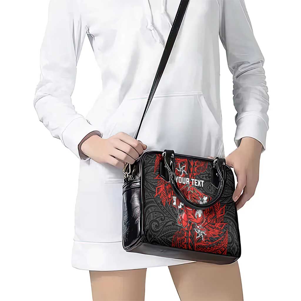 Personalised St. George Illawarra Dragons Shoulder Handbag Polynesian Tribal Pattern With Rugby Dragon Mascot Art