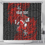 Personalised St. George Illawarra Dragons Shower Curtain Polynesian Tribal Pattern With Rugby Dragon Mascot Art