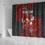 Personalised St. George Illawarra Dragons Shower Curtain Polynesian Tribal Pattern With Rugby Dragon Mascot Art