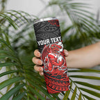 Personalised St. George Illawarra Dragons Skinny Tumbler Polynesian Tribal Pattern With Rugby Dragon Mascot Art