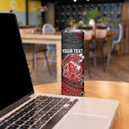 Personalised St. George Illawarra Dragons Skinny Tumbler Polynesian Tribal Pattern With Rugby Dragon Mascot Art