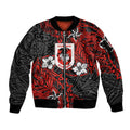 Personalised St. George Illawarra Dragons Sleeve Zip Bomber Jacket Polynesian Tribal Pattern With Rugby Dragon Mascot Art