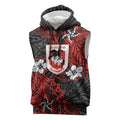 Personalised St. George Illawarra Dragons Sleeveless Hoodie Polynesian Tribal Pattern With Rugby Dragon Mascot Art