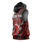 Personalised St. George Illawarra Dragons Sleeveless Hoodie Polynesian Tribal Pattern With Rugby Dragon Mascot Art