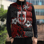 Personalised St. George Illawarra Dragons Sleeveless Puffer Jacket Polynesian Tribal Pattern With Rugby Dragon Mascot Art