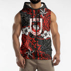 Personalised St. George Illawarra Dragons Sleeveless Zip Hoodie Polynesian Tribal Pattern With Rugby Dragon Mascot Art