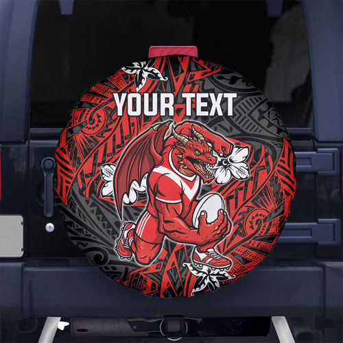 Personalised St. George Illawarra Dragons Spare Tire Cover Polynesian Tribal Pattern With Rugby Dragon Mascot Art
